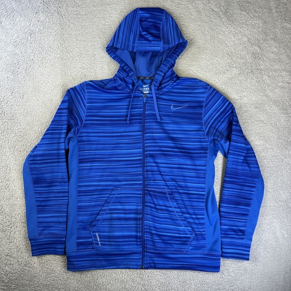 Nike Other - Nike‎ Hoodie Mens Large Blue Striped Therma Fit Full Zip Up Running Athleisure